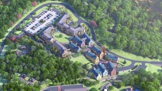 A rendering of an exterior view of CSHL.